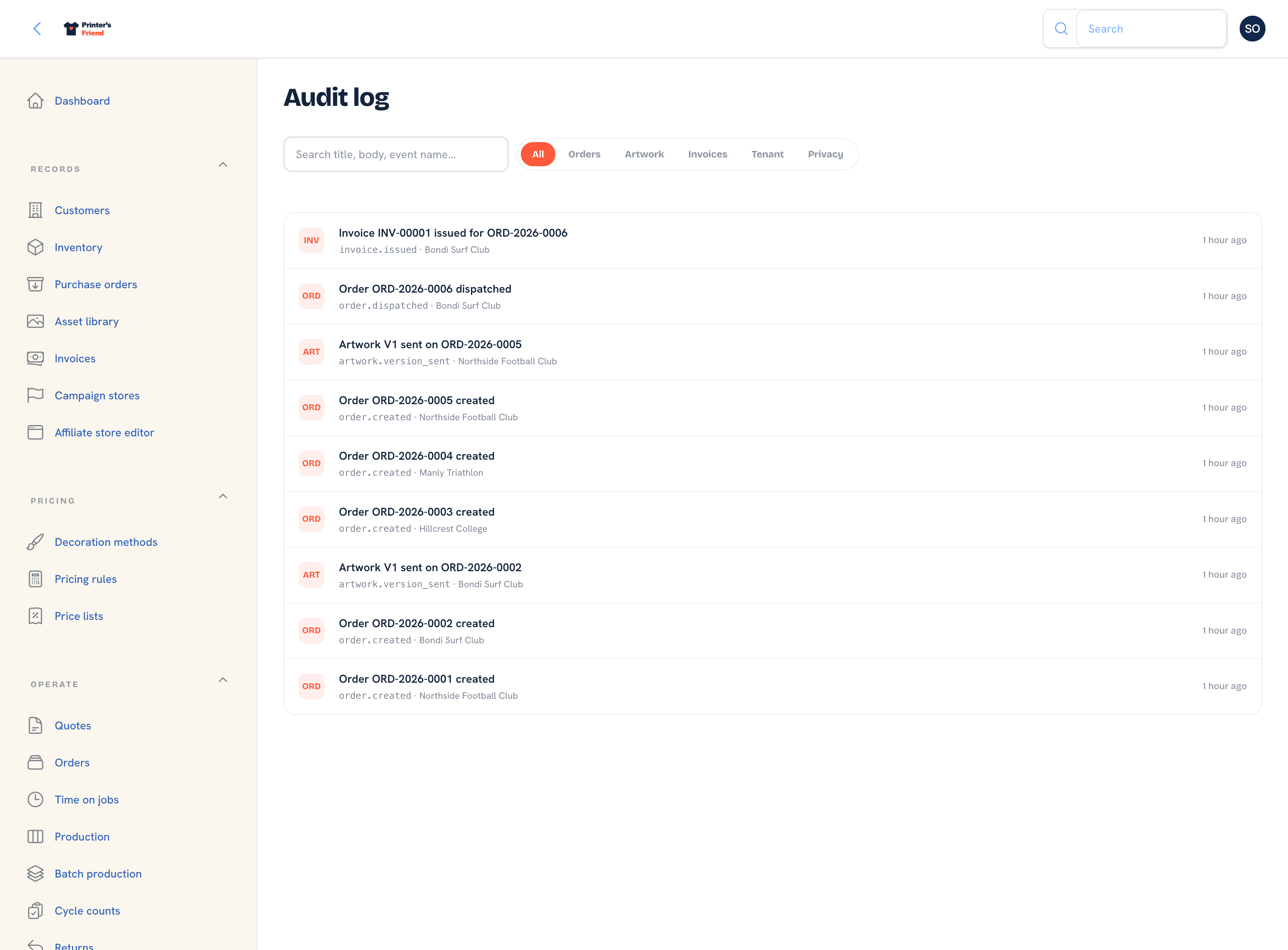 The audit log