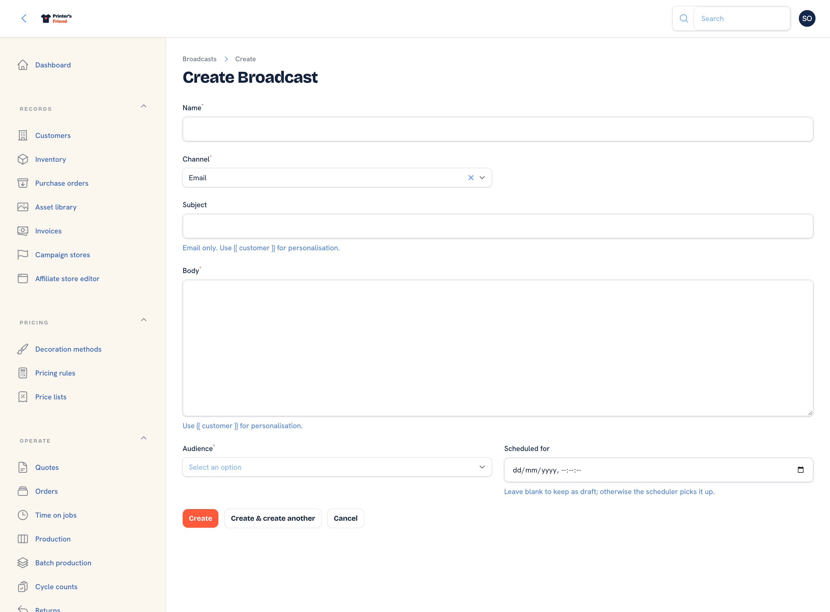 Creating a broadcast