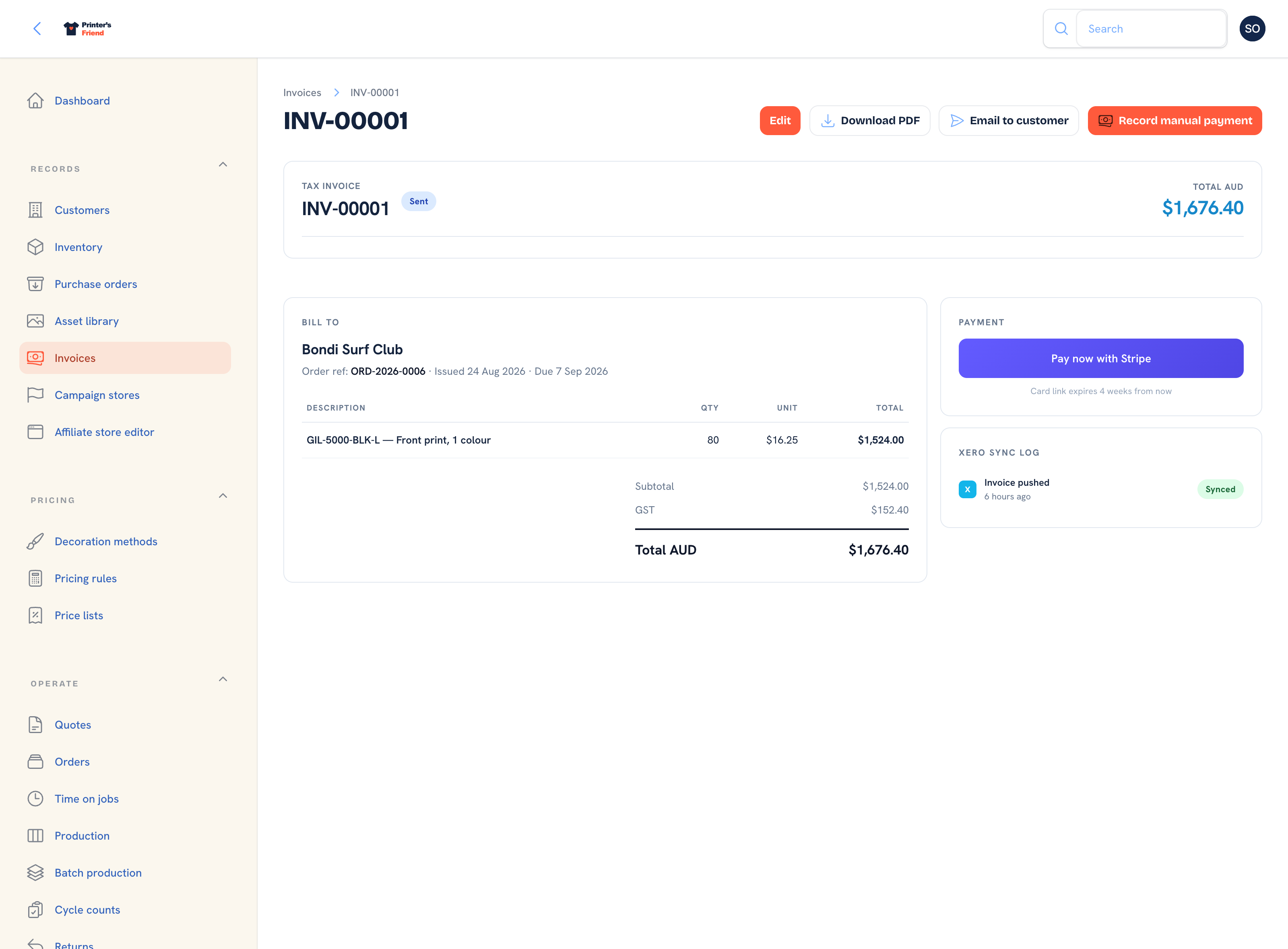 An invoice