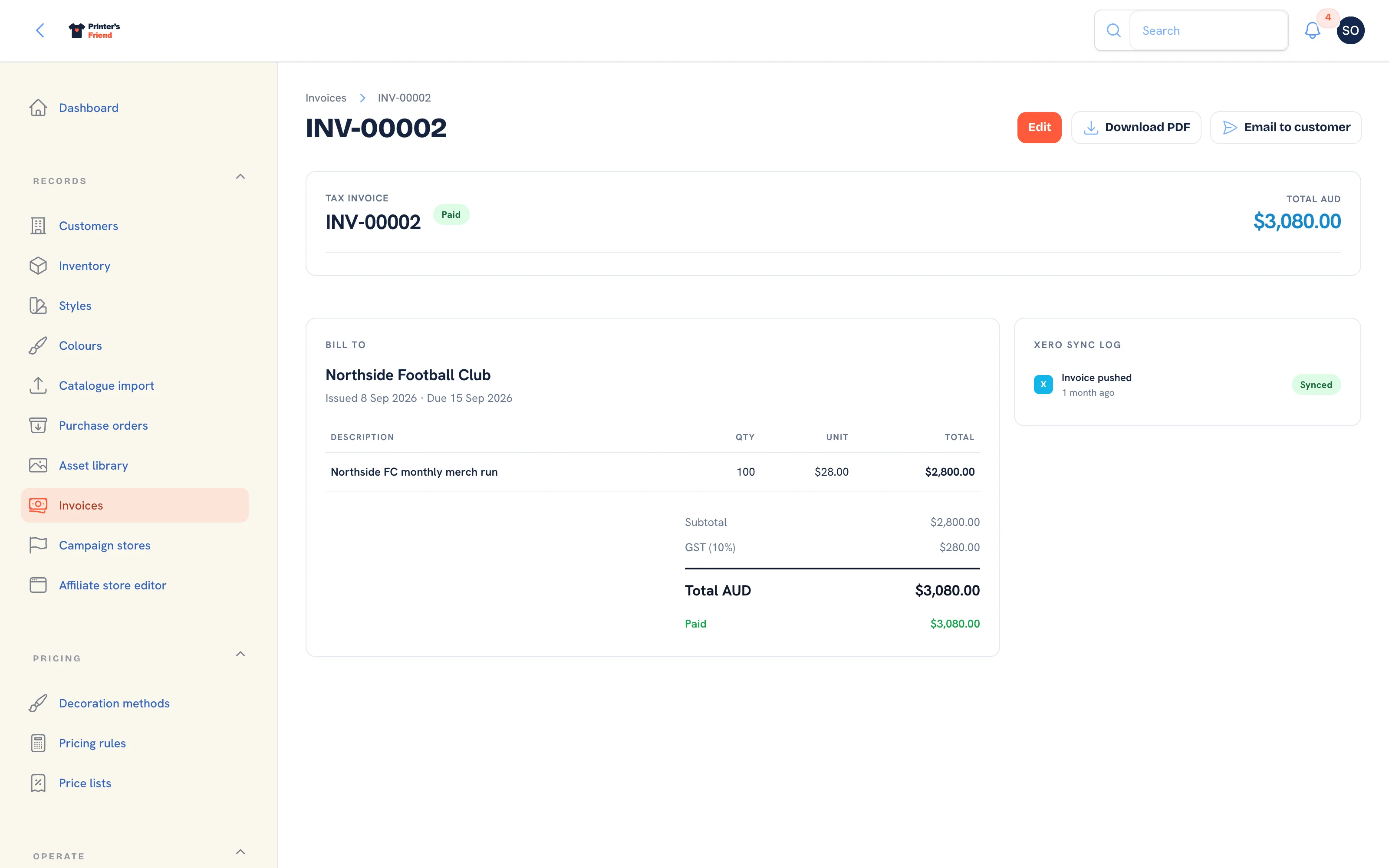 A paid invoice