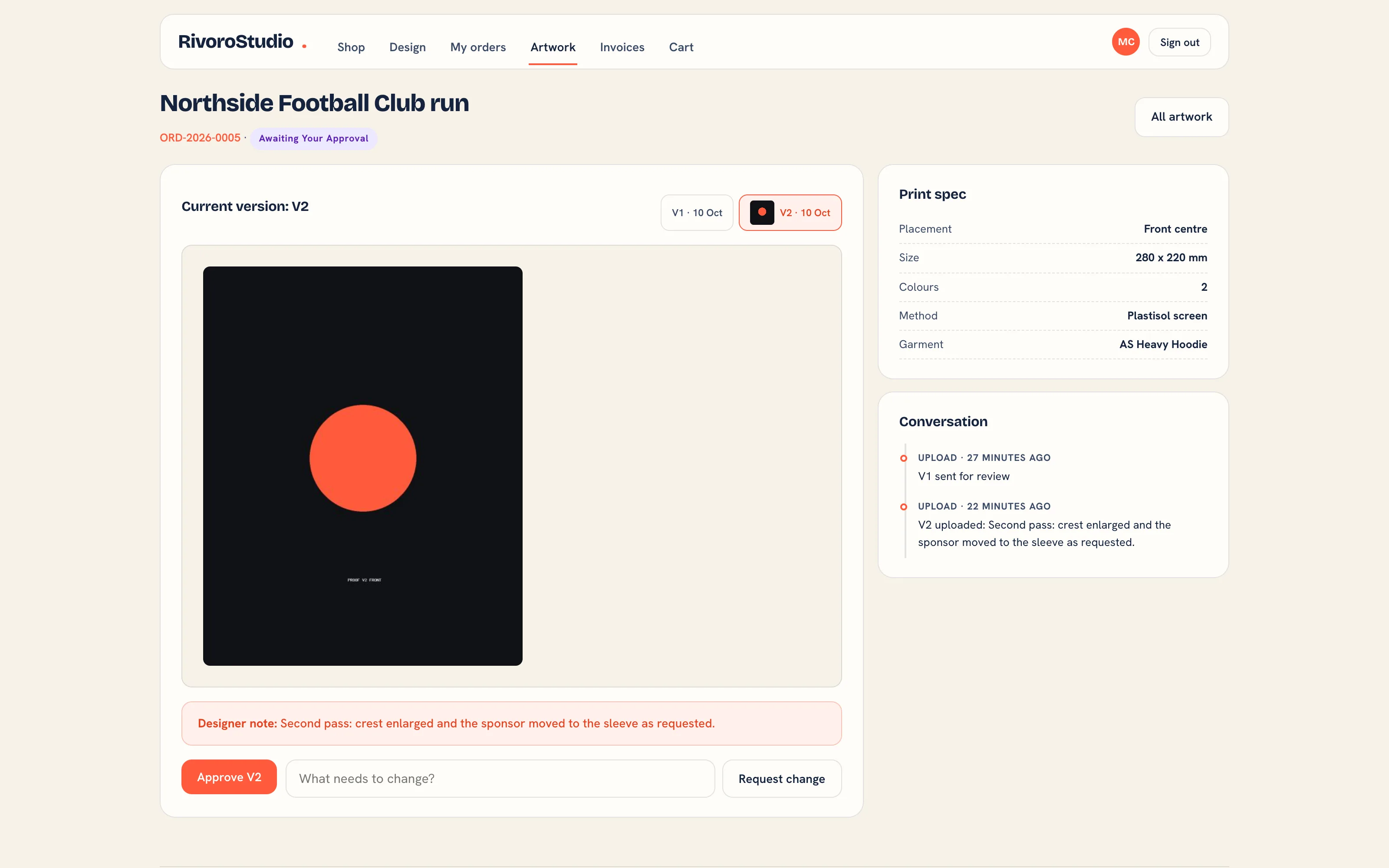 Reviewing a proof in the customer portal