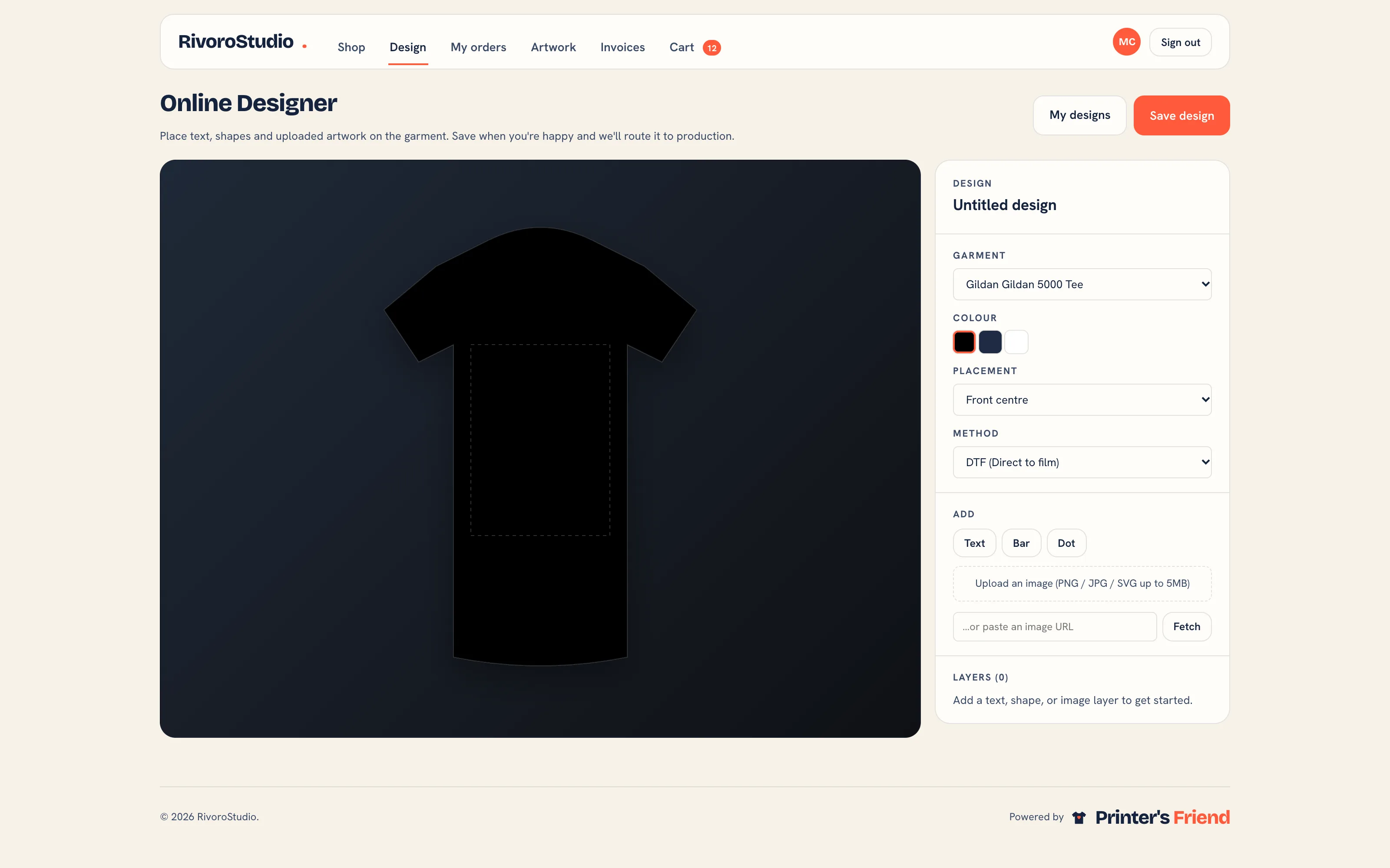 The online designer in the portal