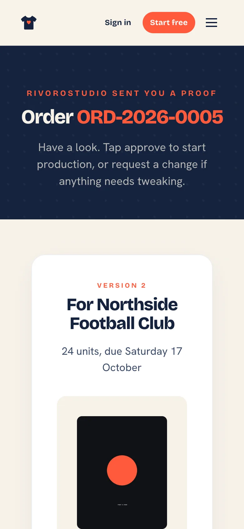 The approval page on a phone