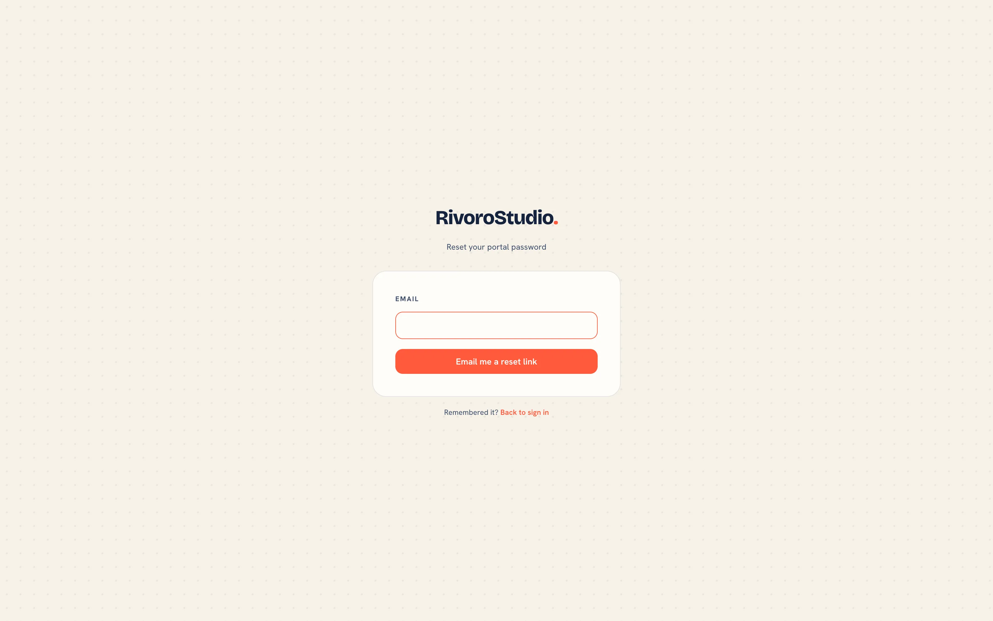 Customer portal password reset request