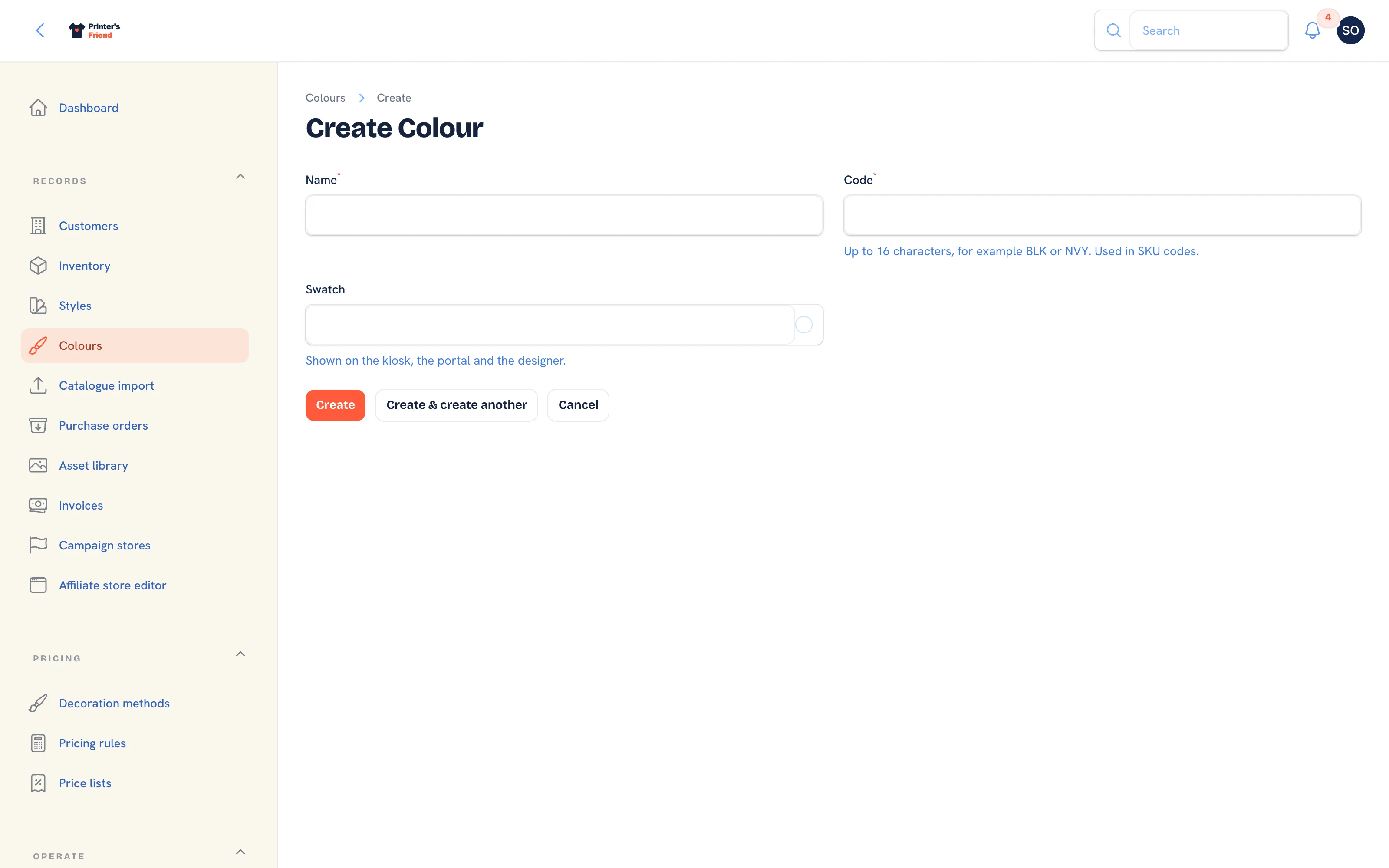 Adding a colour