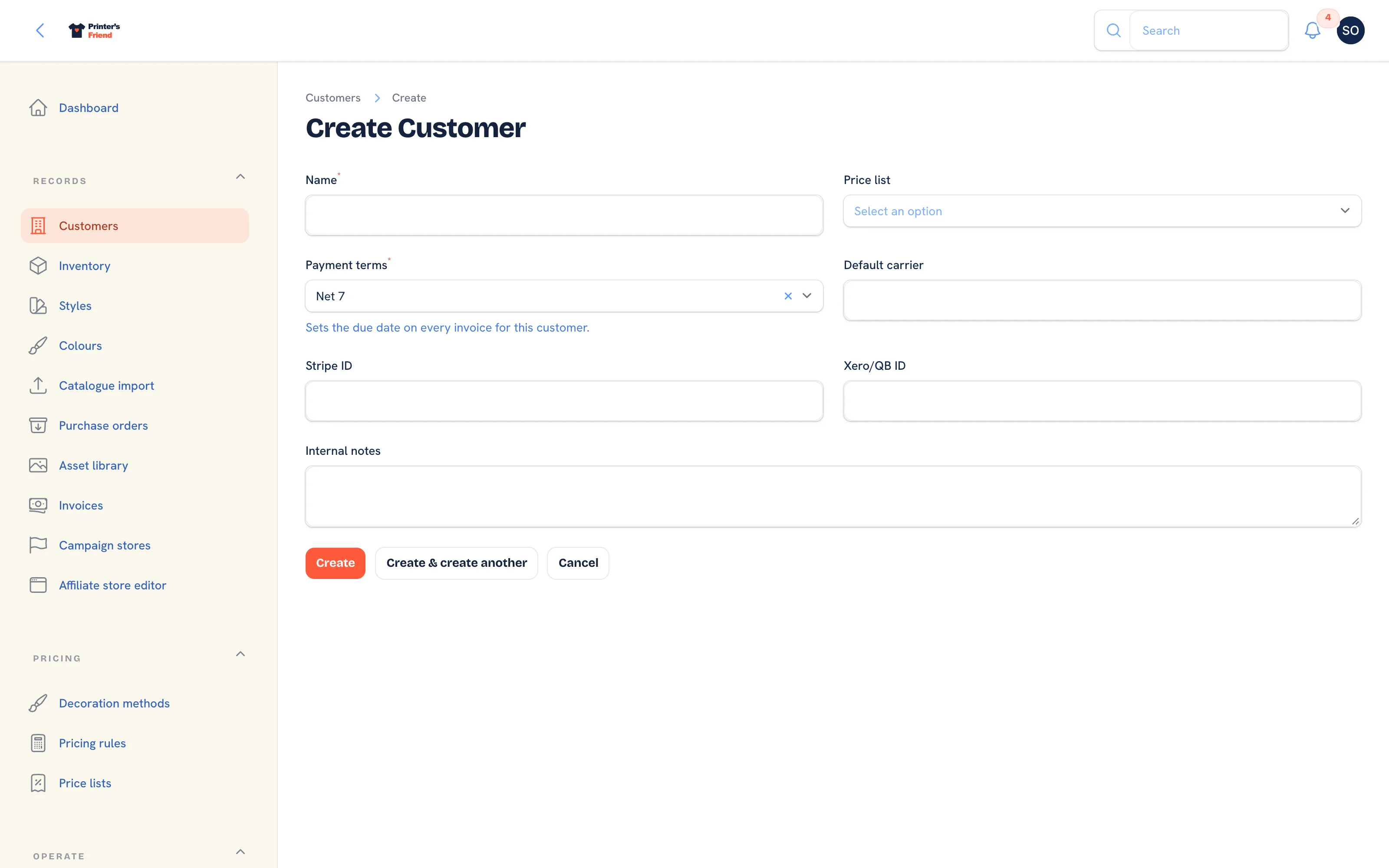 Adding a customer organisation