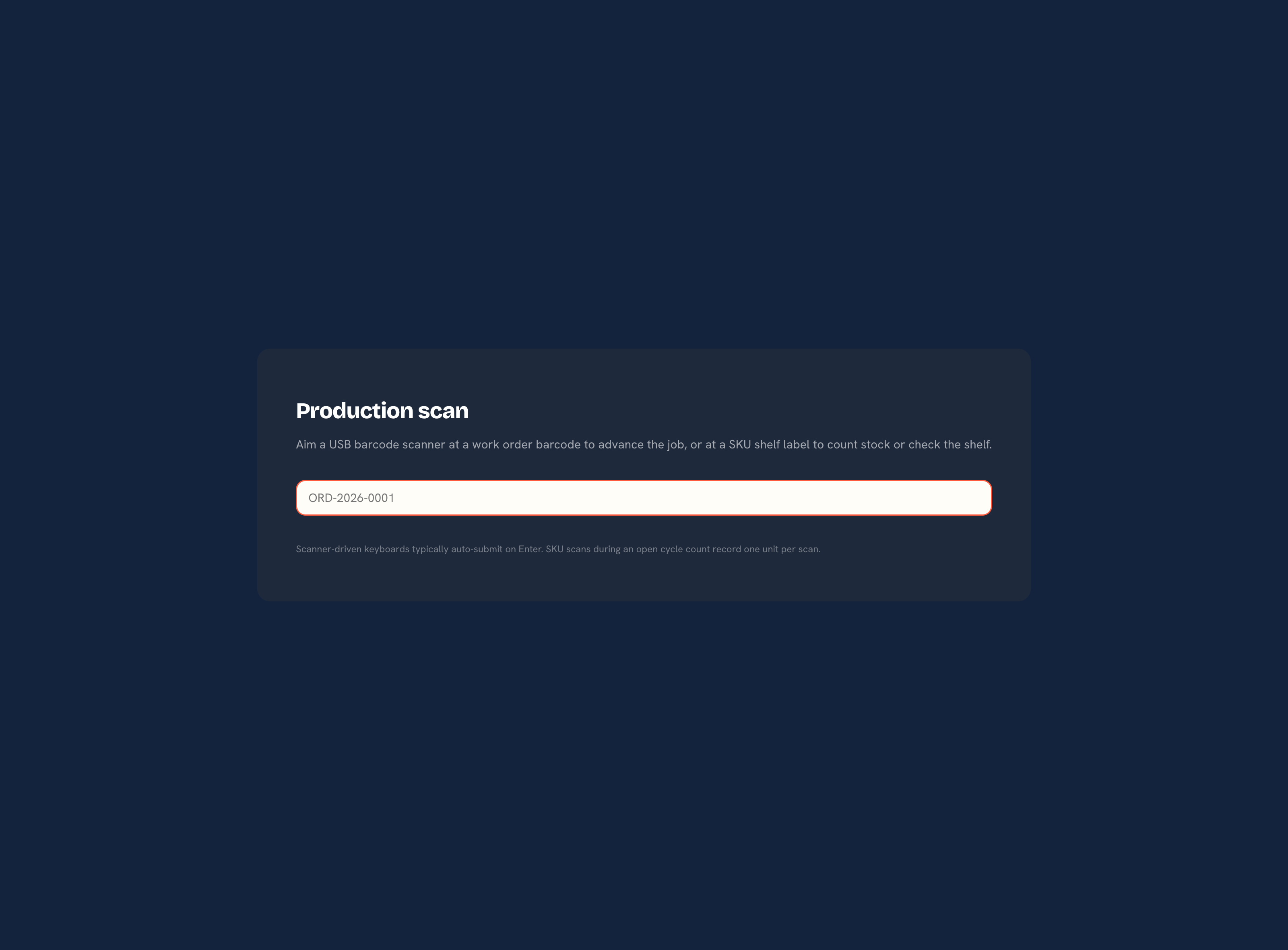 The barcode scan page